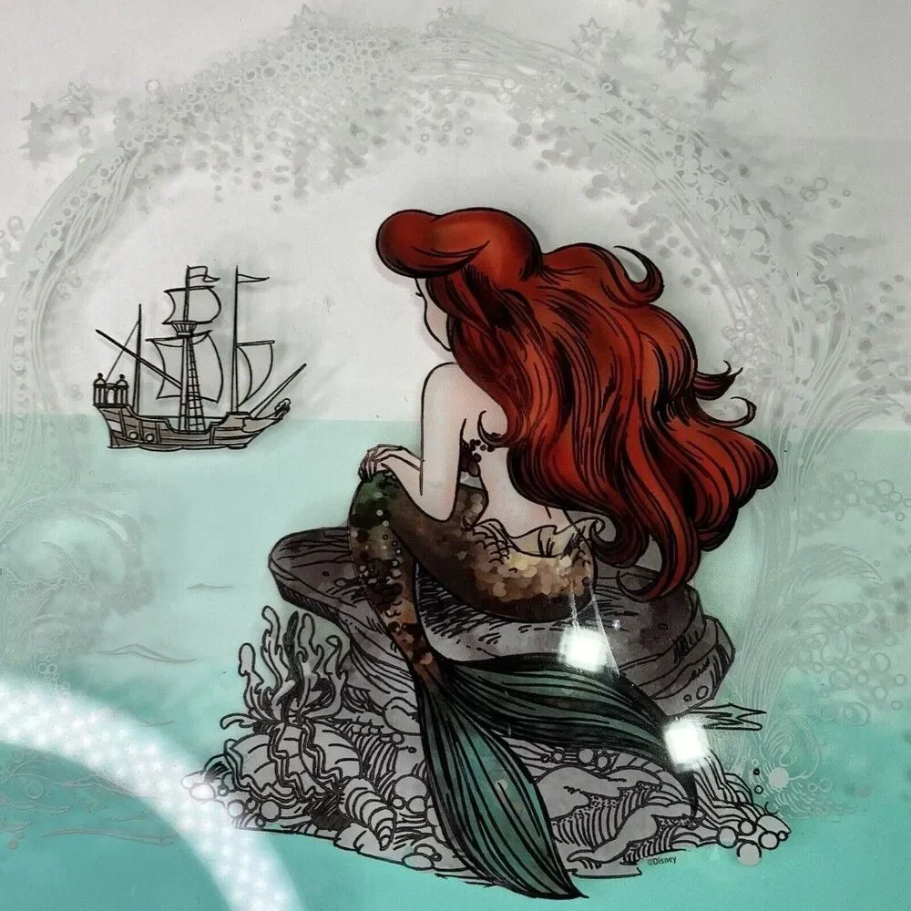 Disney The Little Mermaid Ariel Glass Wood Hanging Wall Decor 14” Square